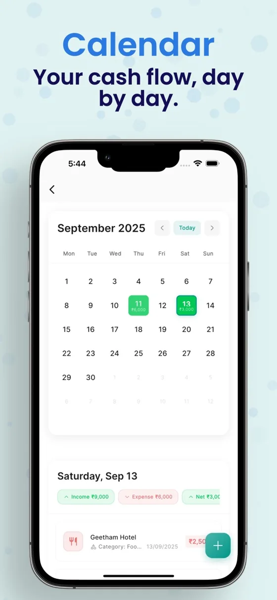 Calendar: your cash flow, day by day