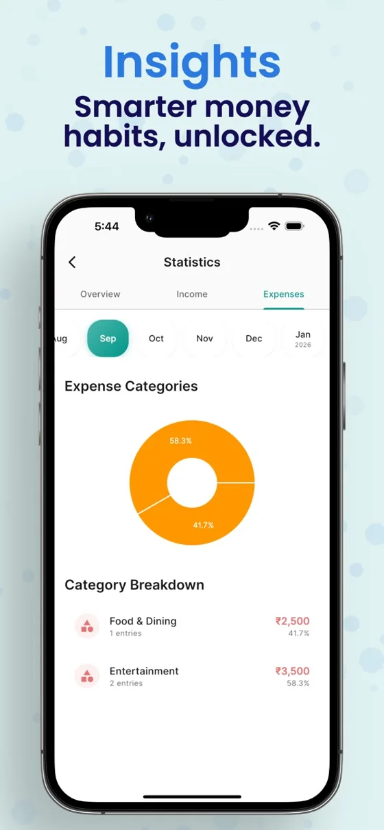 Insights: expense categories and breakdown